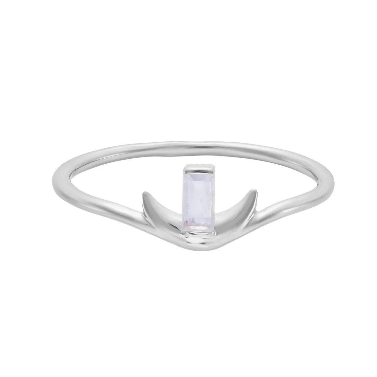 Tomfoolery LUNA Baguette Gem Silver Ring Fashion