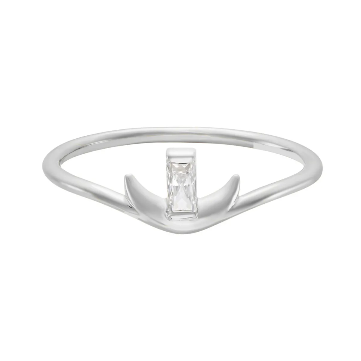 Tomfoolery LUNA Baguette Gem Silver Ring Fashion