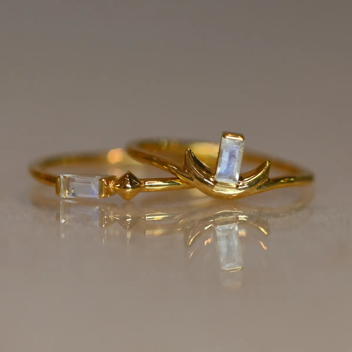 Tomfoolery LUNA Baguette Gem Silver Ring Fashion