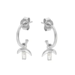 Tomfoolery LUNA Gem Drop Silver Hoops Outlet