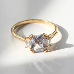 Tomfoolery Lyon Light Blue Sapphire & Diamond Three Stone Ring Clearance