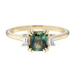 Tomfoolery Lyon Teal Sapphire & Diamond Three Stone Ring Best