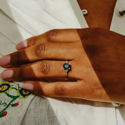 Tomfoolery Lyon Teal Sapphire & Tapered Diamond Ring Fashion