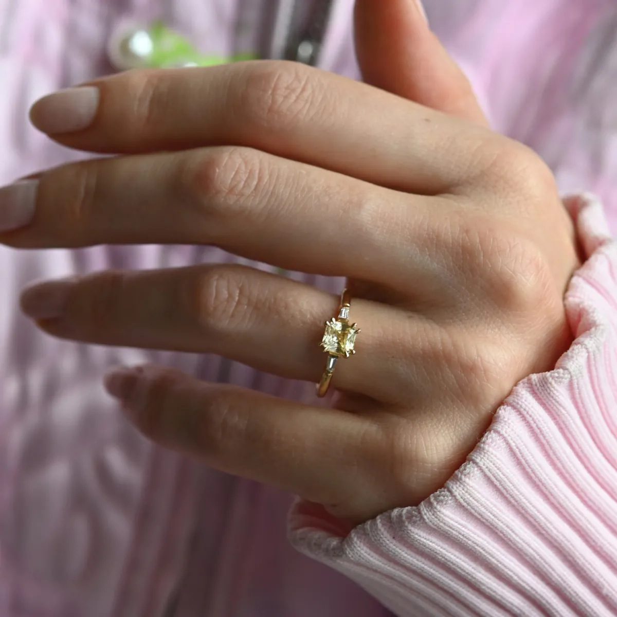 Tomfoolery Lyon Yellow Sapphire Tapered Baguette Diamond Ring Clearance