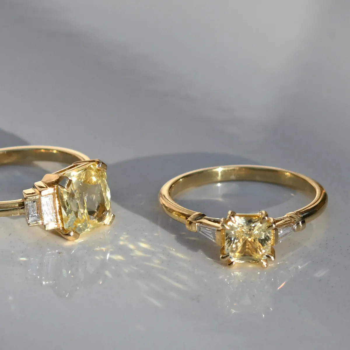 Tomfoolery Lyon Yellow Sapphire Tapered Baguette Diamond Ring Clearance