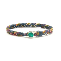 Tomfoolery Malachite Button Fishtail Bracelet in Denim Hot