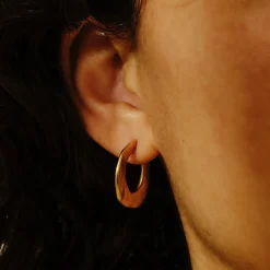 Tomfoolery Marta Gold Flat Hoop Earrings New