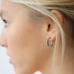 Tomfoolery Marta Silver Flat Hoop Earrings Clearance