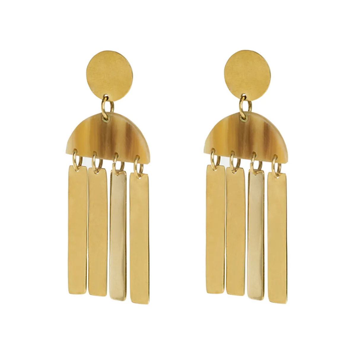 Tomfoolery Maxi Cala Light Horn Gold Earrings Fashion