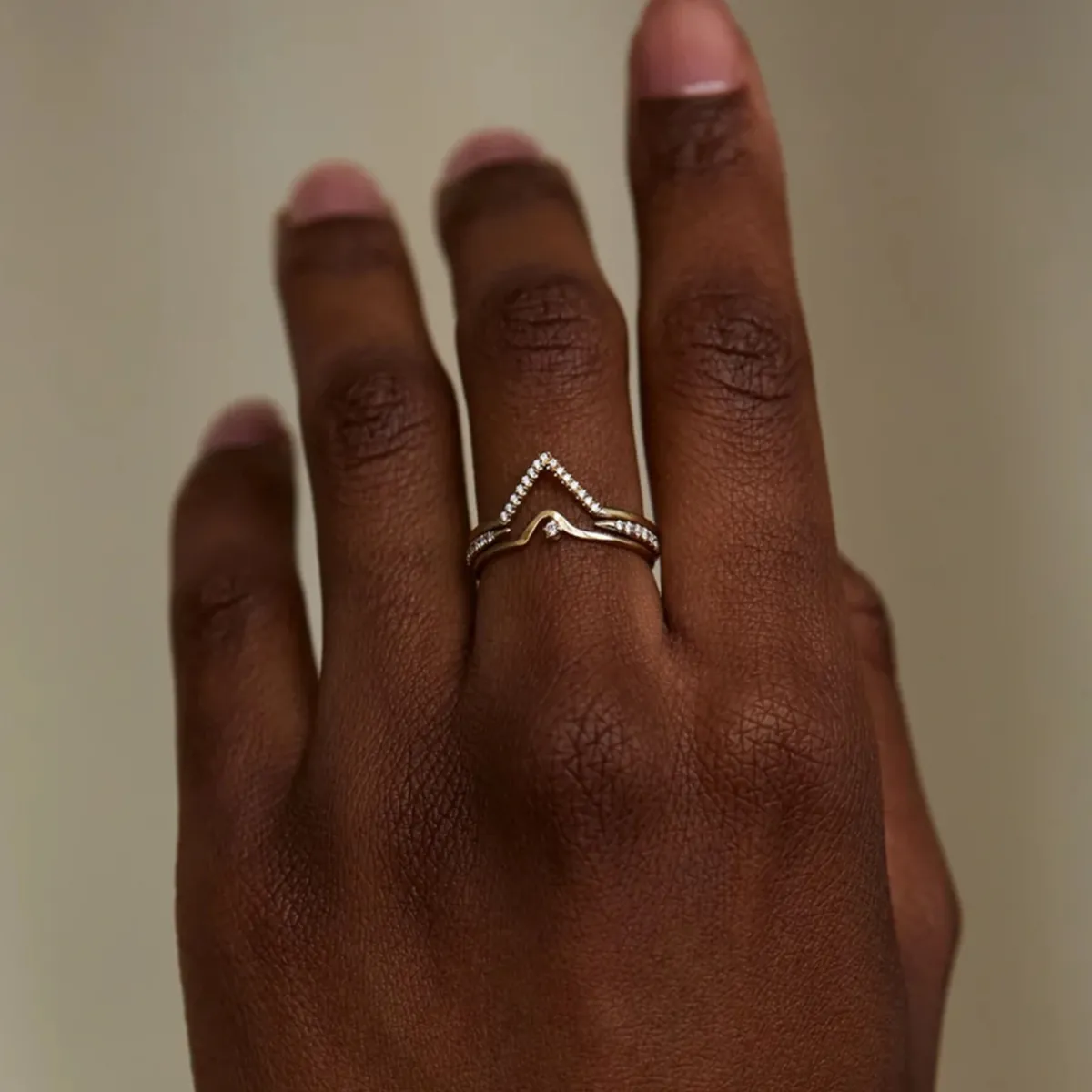 Tomfoolery Micropave Diamond Triangle Ring New