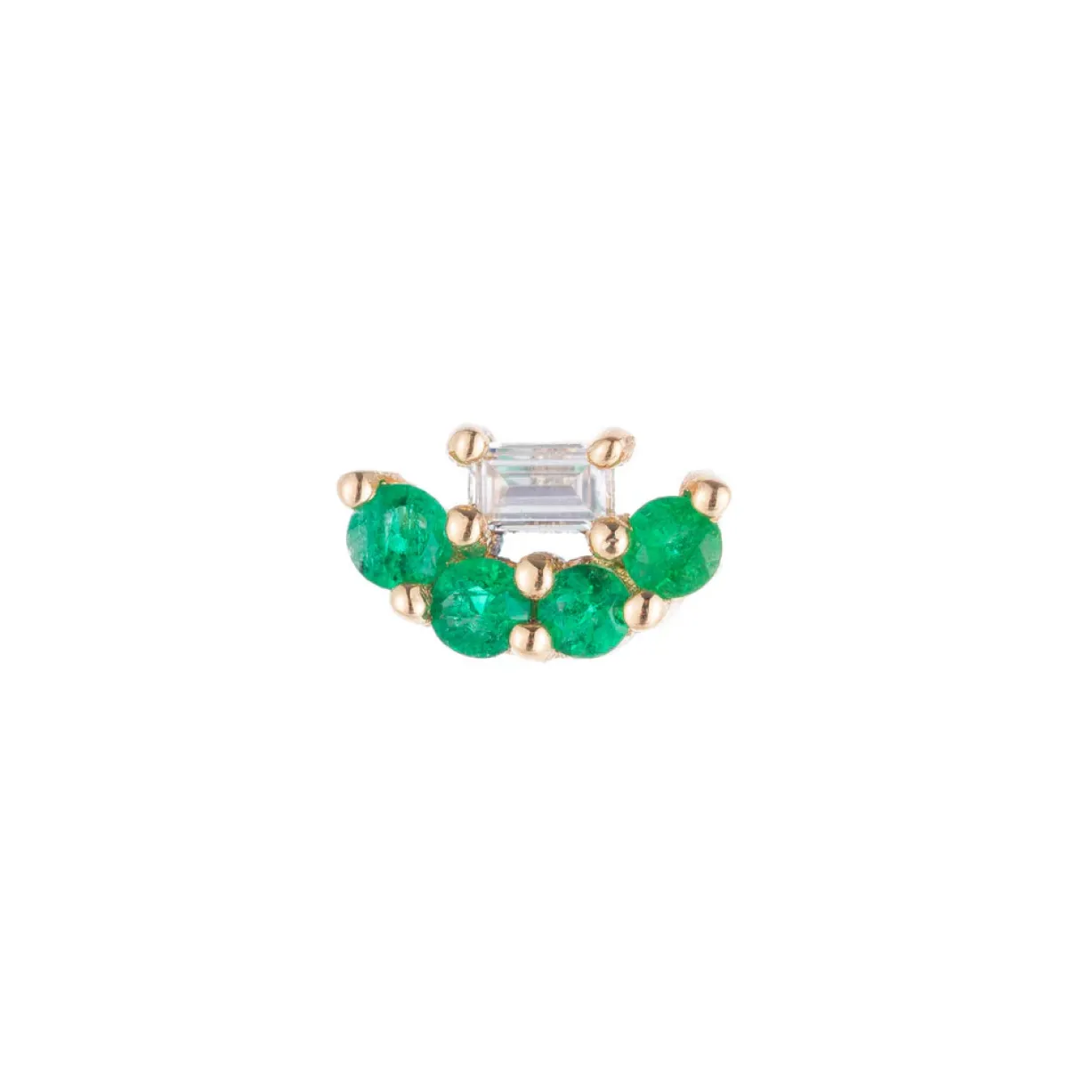 Tomfoolery Mini Baguette Emerald Lace Single Stud New