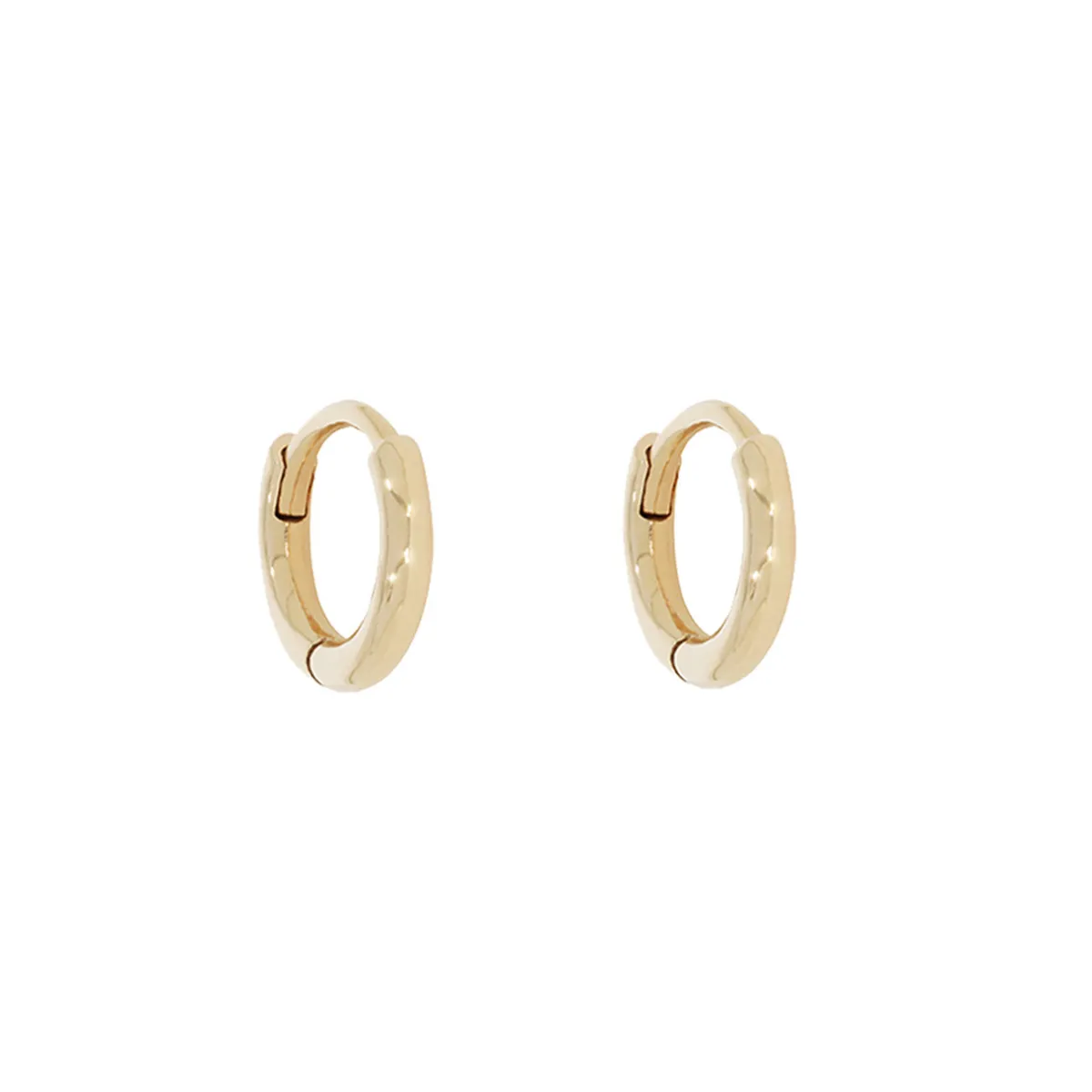 Tomfoolery Mini 9ct Yellow Gold Round Clicker Hoops New