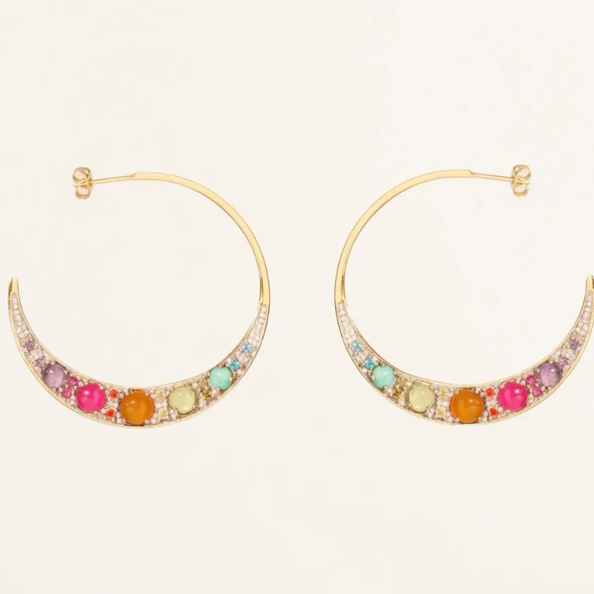 Tomfoolery Mirage Multi Gemstone Hoops Hot