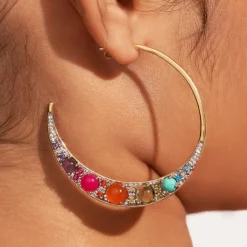Tomfoolery Mirage Multi Gemstone Hoops Hot