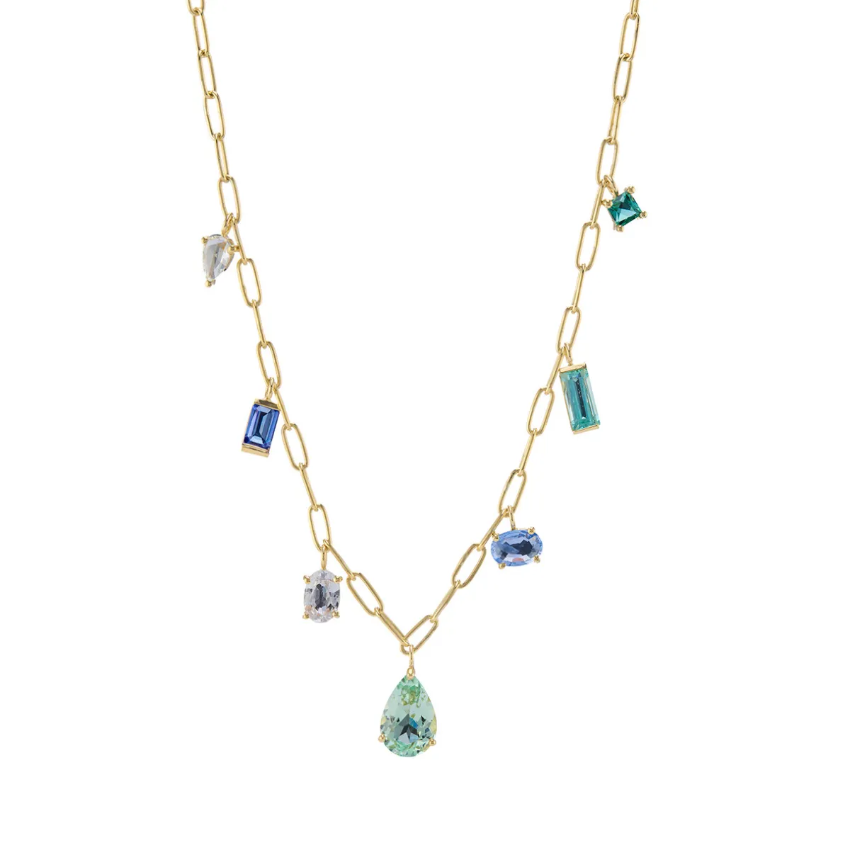 Tomfoolery Mixed Cut Gemstone Necklace New