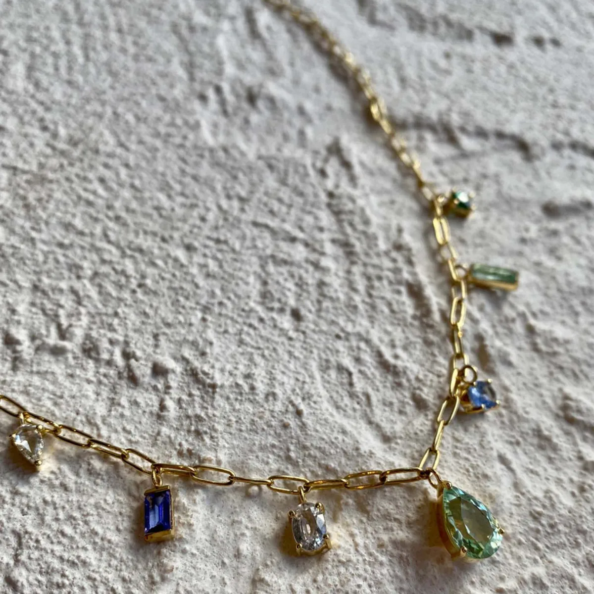 Tomfoolery Mixed Cut Gemstone Necklace New
