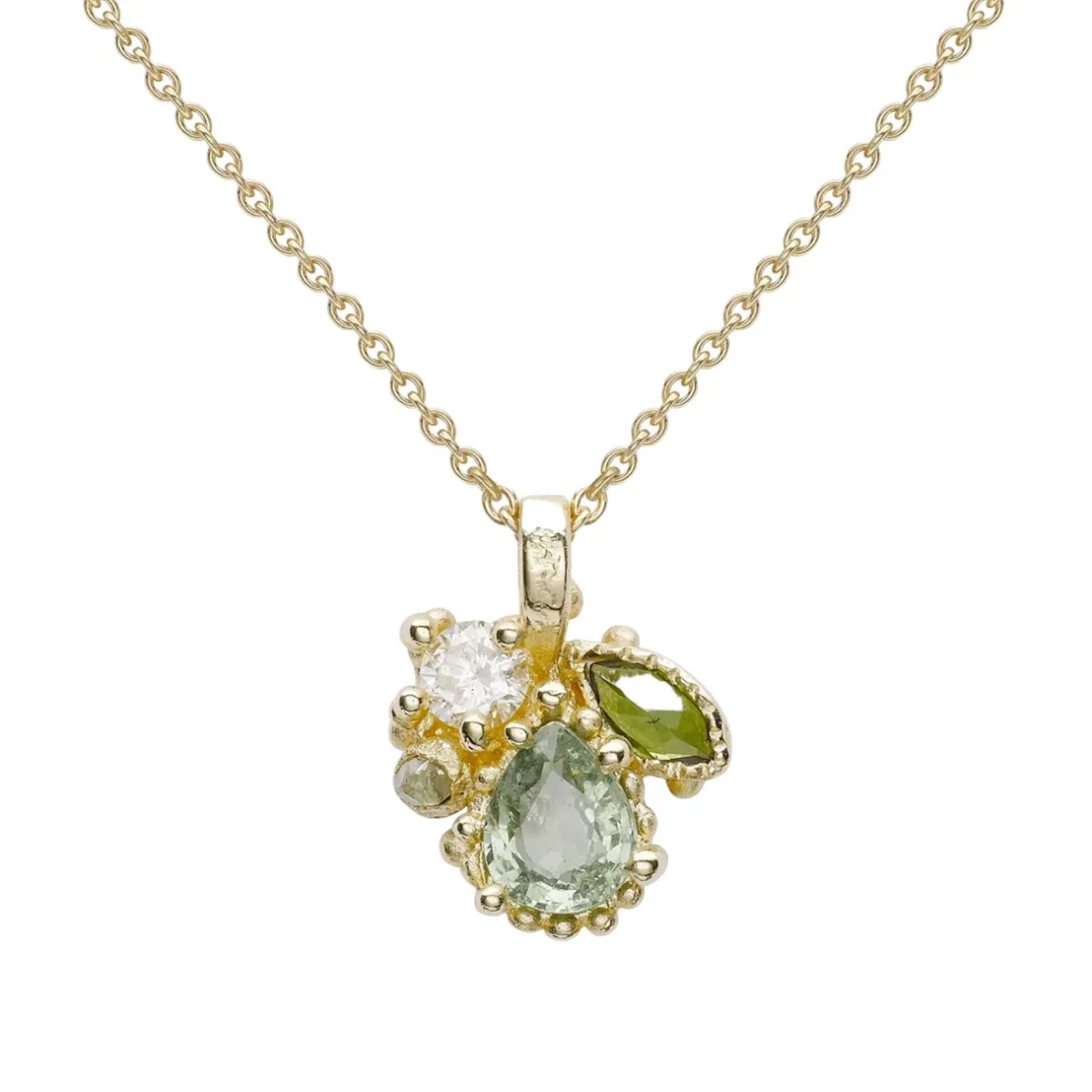 Tomfoolery Mixed Cut Sapphire and Tourmaline Cluster Pendant with Diamonds Discount
