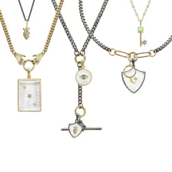Tomfoolery Mixed Metal Five Link Charm Holder Necklace Fashion