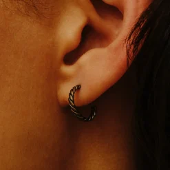 Tomfoolery 10mm Twisted Titanium Hoop Earrings Online
