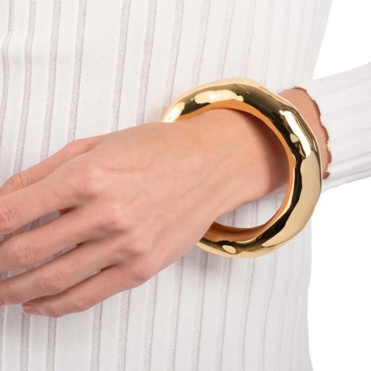 Tomfoolery Molten Gold Wide Bangle Sale