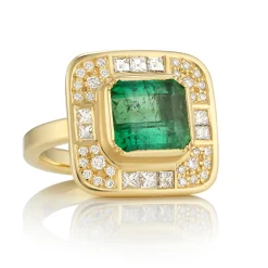Tomfoolery Mondrian Emerald Diamond Ring Hot