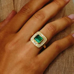 Tomfoolery Mondrian Emerald Diamond Ring Hot