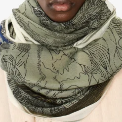 Tomfoolery Montana 70 Printed Scarf Khaki Discount