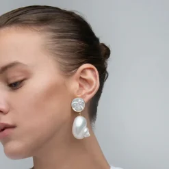 Tomfoolery Moon & Star Shell Drop Earrings Hot
