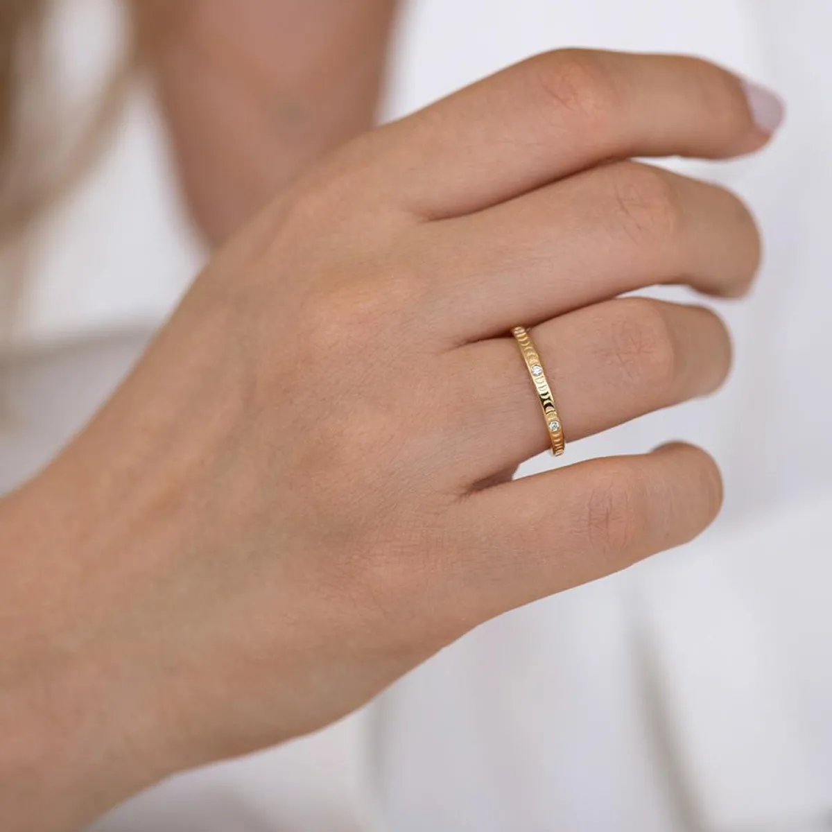 Tomfoolery Moon Phase Ring with Full Moon Diamonds – Half Eternity Fashion