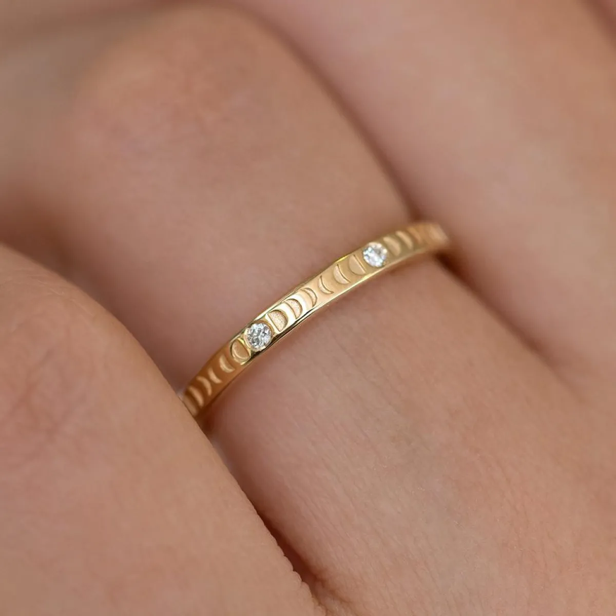 Tomfoolery Moon Phase Ring with Full Moon Diamonds – Half Eternity Fashion