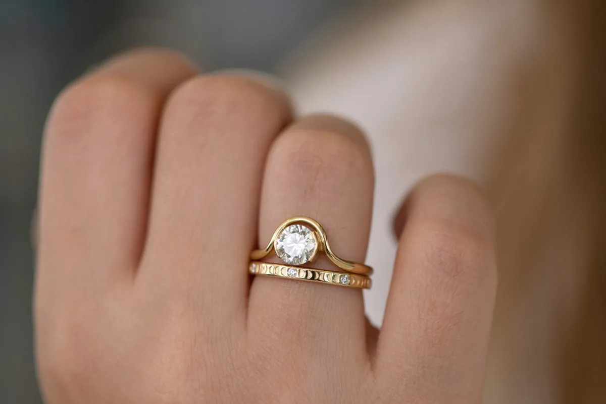 Tomfoolery Moon Phase Ring with Full Moon Diamonds – Half Eternity Fashion