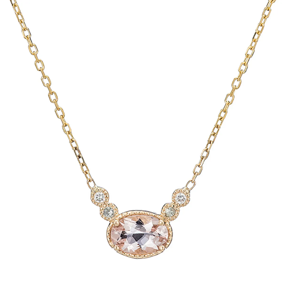 Tomfoolery Morganite & Green Sapphire Diamond Dew Necklace Clearance