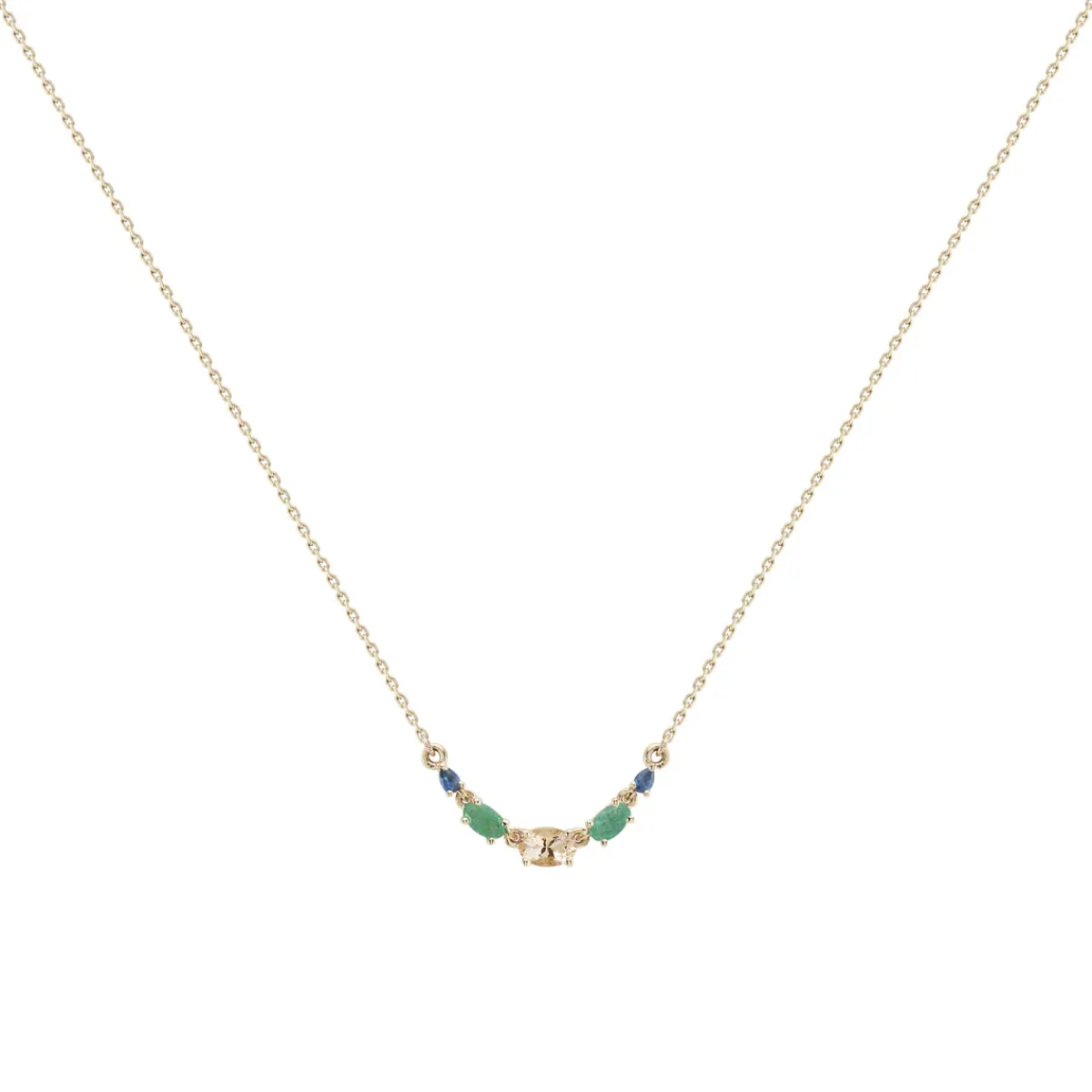 Tomfoolery Multi Gemstone Claw Set Necklace with Morganite, Emerald & Sapphire Outlet