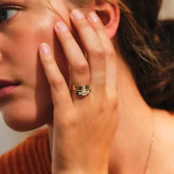 Tomfoolery Multi Gemstone Claw Set Ring with Morganite, Emerald & Blue Sapphire Sale