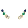 Tomfoolery Multi Gemstone Climber Studs with Morganite, Emerald & Blue Sapphire Best