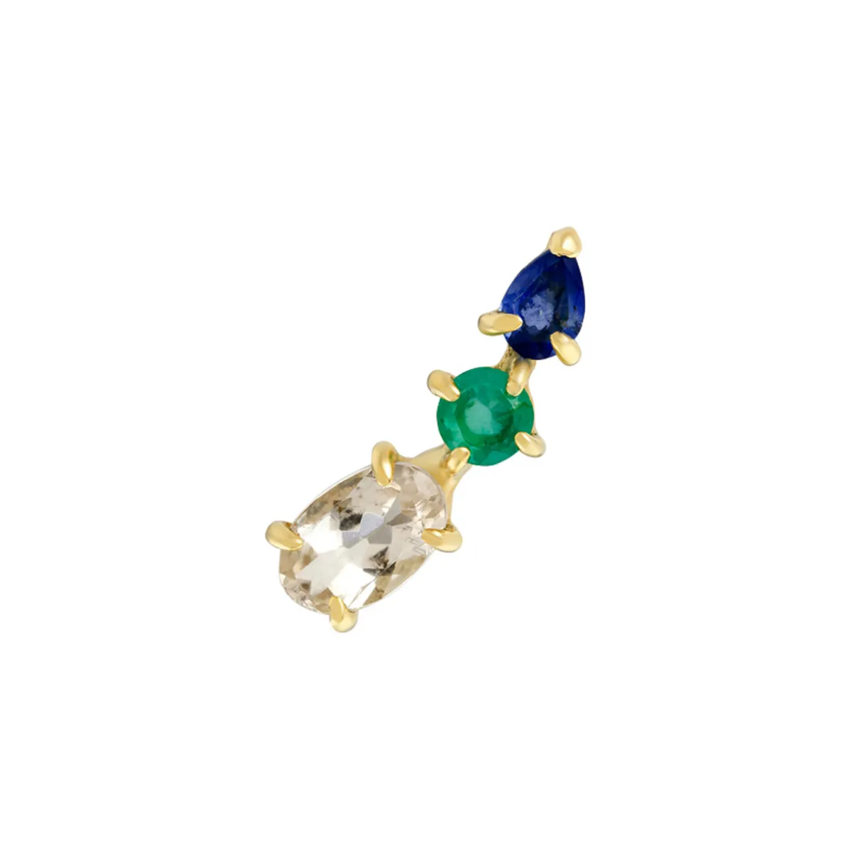 Tomfoolery Multi Gemstone Climber Studs with Morganite, Emerald & Blue Sapphire Best