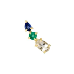 Tomfoolery Multi Gemstone Climber Studs with Morganite, Emerald & Blue Sapphire Best