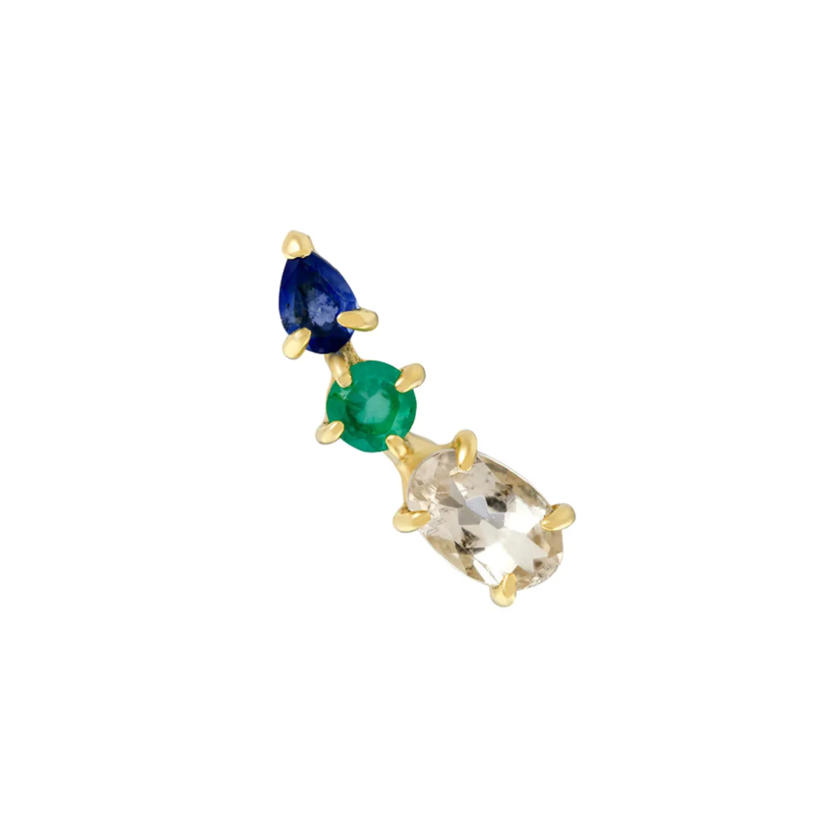 Tomfoolery Multi Gemstone Climber Studs with Morganite, Emerald & Blue Sapphire Best