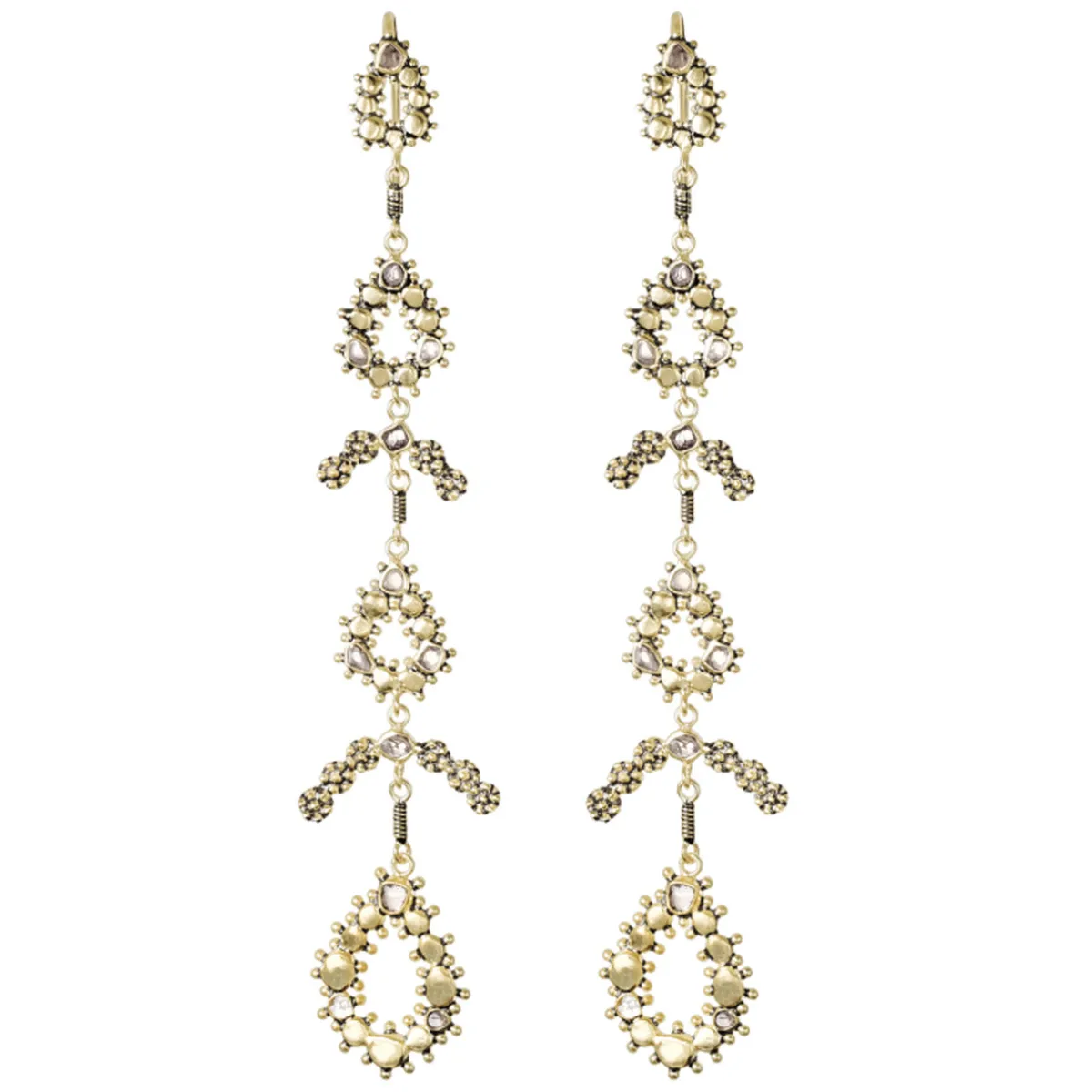 Tomfoolery N° 851 Antique Gold & Diamond Slice Drop Earrings Clearance