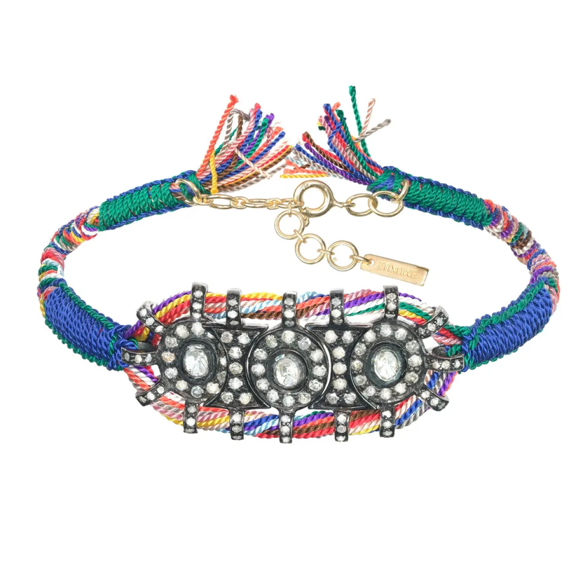 Tomfoolery N° 873 Blue Silk & Diamond Woven Bracelet Online