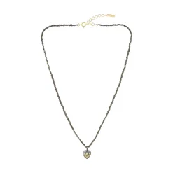Tomfoolery N° 890 Gold & Braided Silk Ruthenium Heart Pendant Online