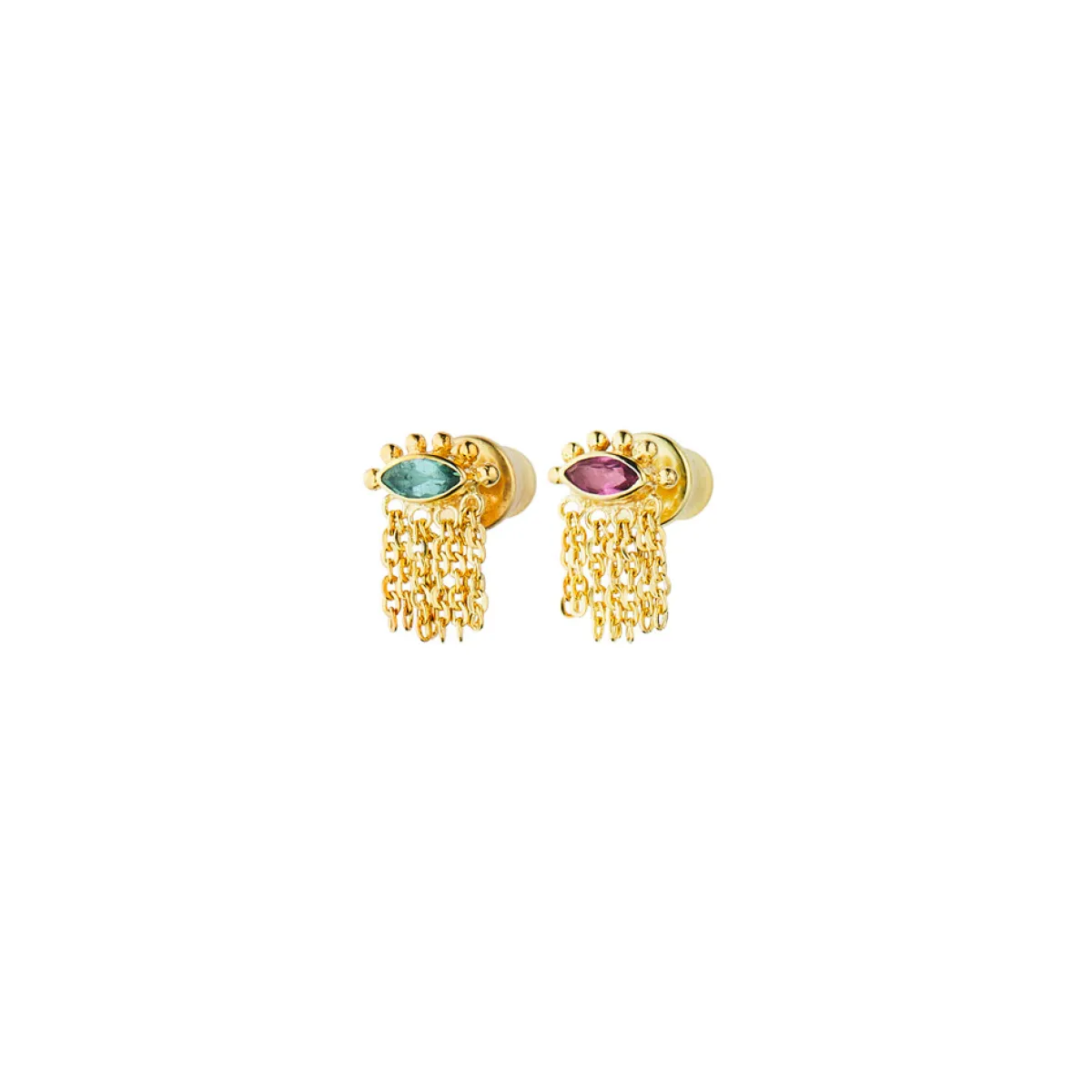 Tomfoolery N° 636 Gold & Zircon Fringe Earrings New
