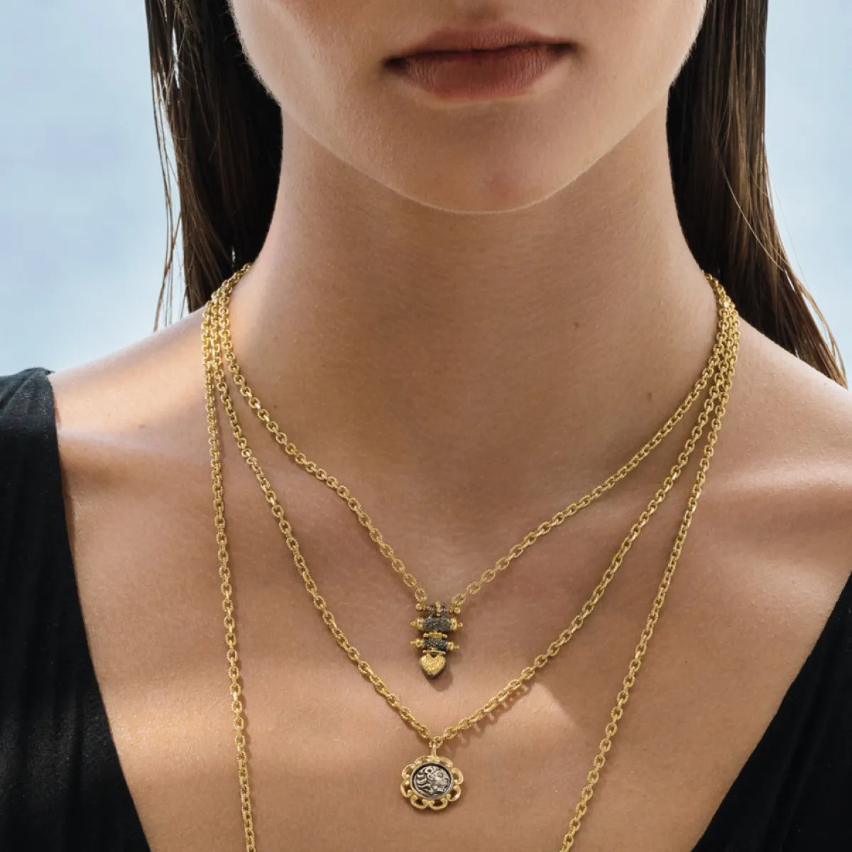 Tomfoolery N° 769 Gold Bicoloured Heart Necklace Outlet
