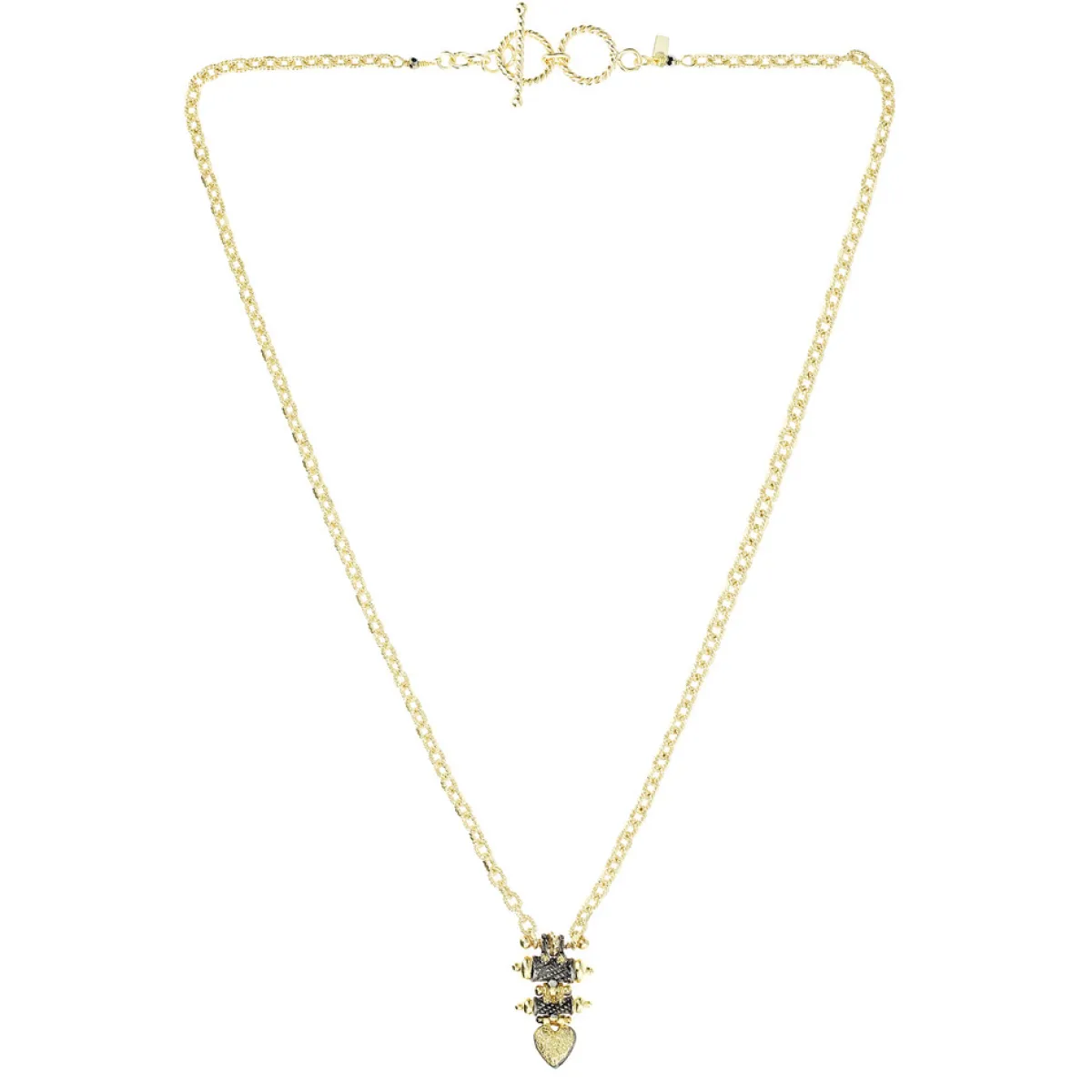 Tomfoolery N° 769 Gold Bicoloured Heart Necklace Outlet