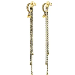 Tomfoolery N° 860 Gold Chain & Hoop Drop Earrings Hot