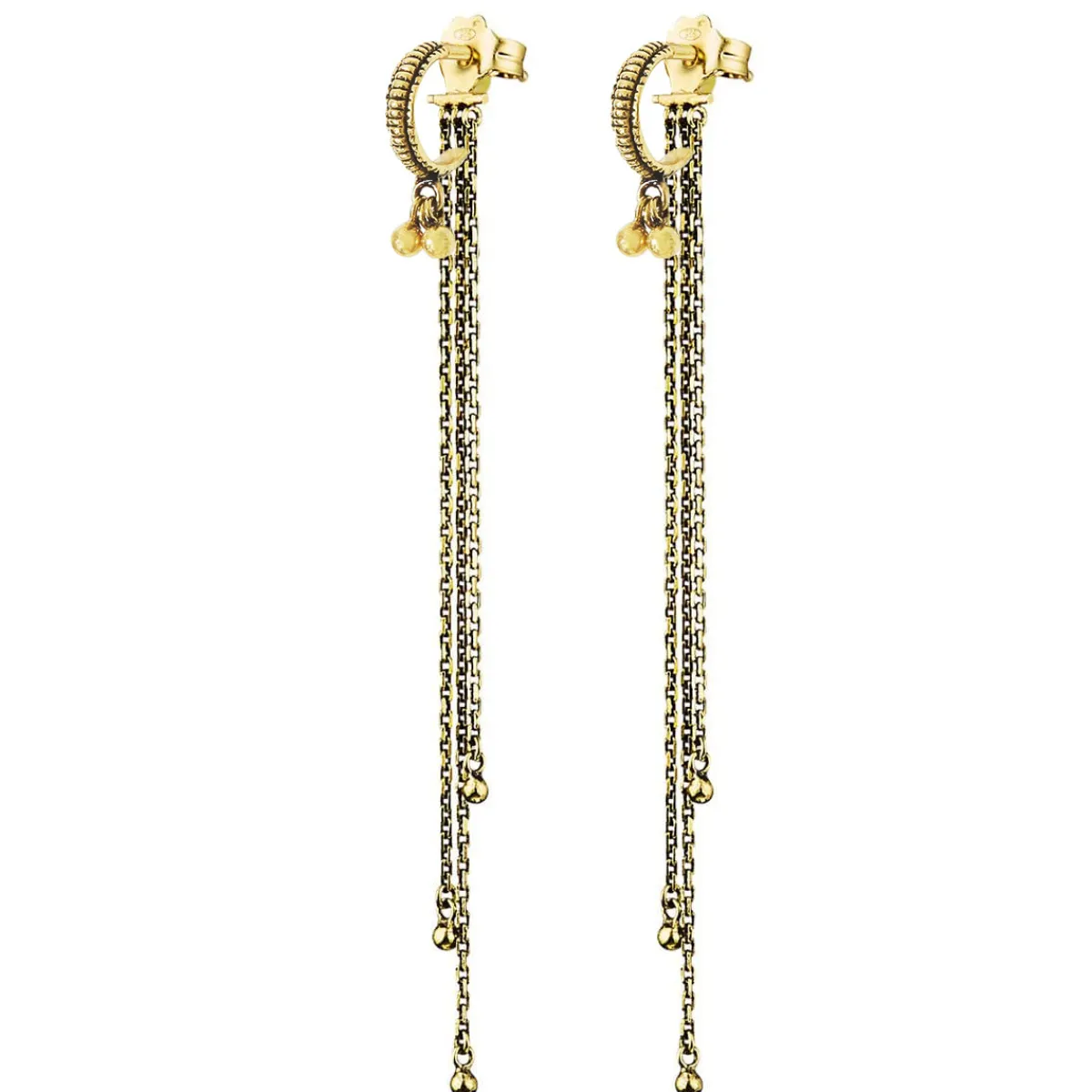 Tomfoolery N° 860 Gold Chain & Hoop Drop Earrings Hot