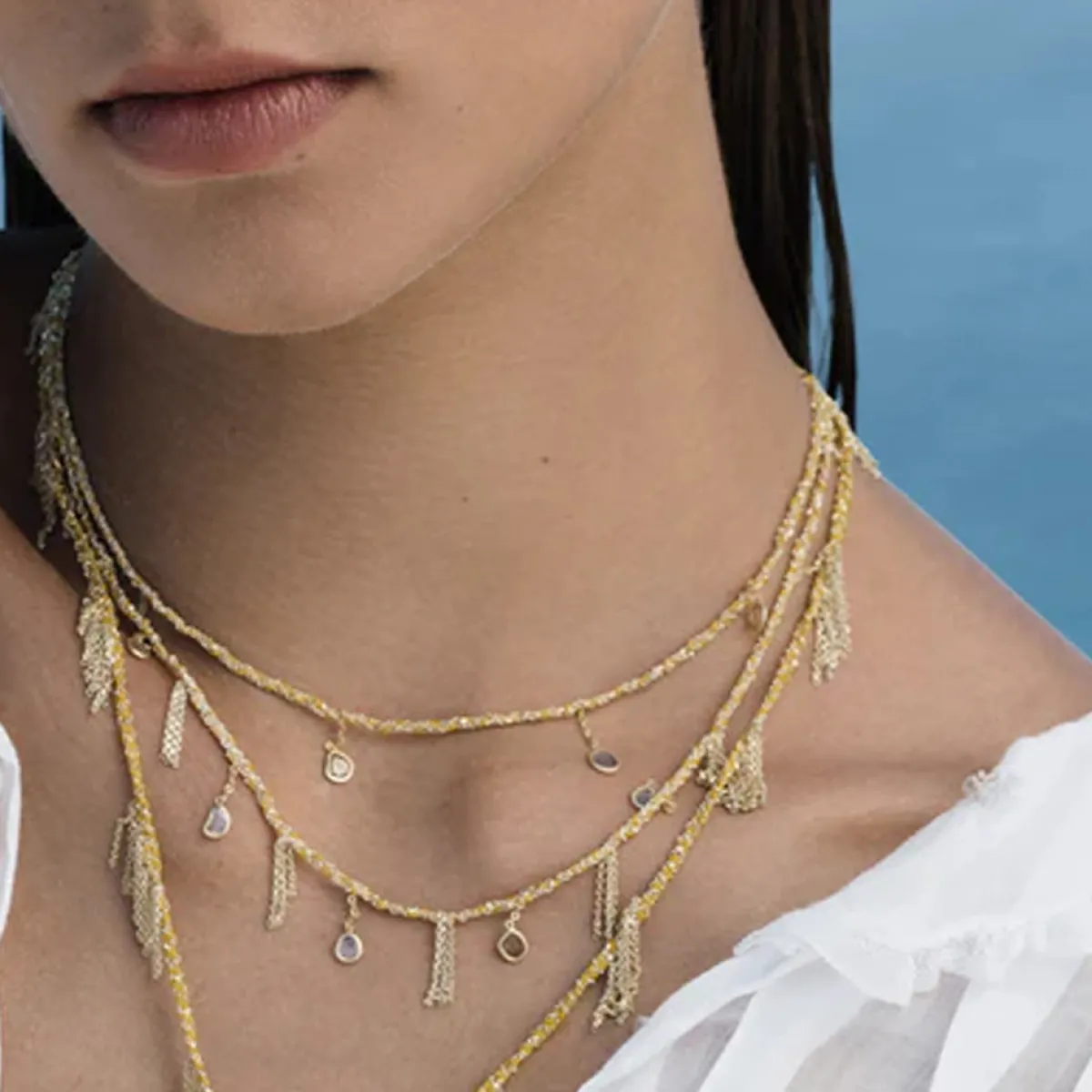 Tomfoolery N° 607 Gold Fringe & Polki Diamond Necklace Clearance
