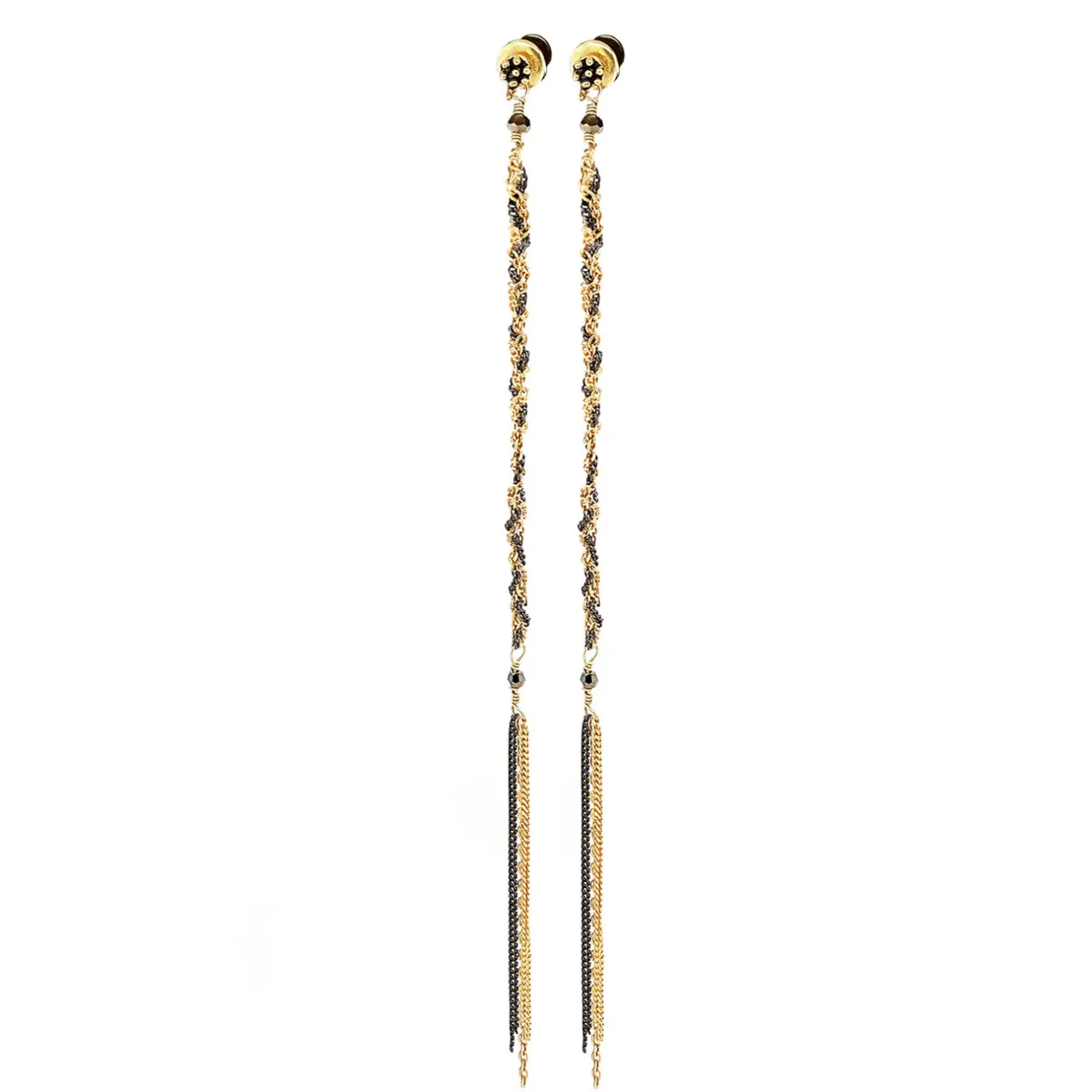Tomfoolery N° 709 Gold Woven Chain Drop Earrings New