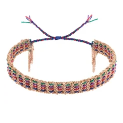 Tomfoolery N° 364 Rose Gold Multi “Jaipur” Woven Silk Bracelet Online