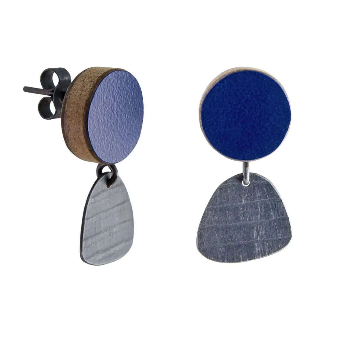 Tomfoolery Navy Blue Short Drop Stud Earrings Discount